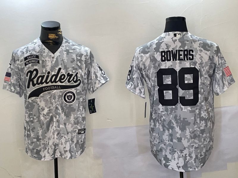 Men Oakland Raiders #89 Bowers Nike Arctic Camo 2024 Salute to Service Limited NFL Jersey style 1